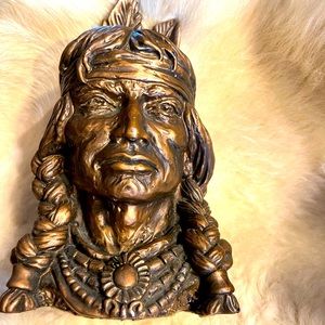 Vtg Universal Statuary Co 1966 Resin Indian Head Bust